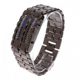 Armbanduhr des Mann-einzigartige Lava-Art-Eisen-Blau-LED Digital