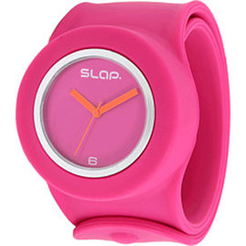 Gelbe rosa Mädchen-Silikon-Manschetten-Uhr, Soemgummiuhr