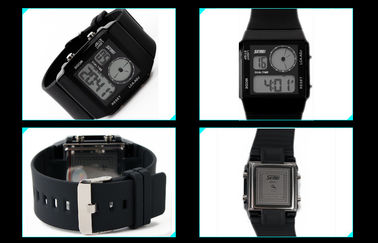 Unisexeilschritt-analog-digitale Uhr-Doppelzeit mit 5 Farbhintergrundbeleuchtung