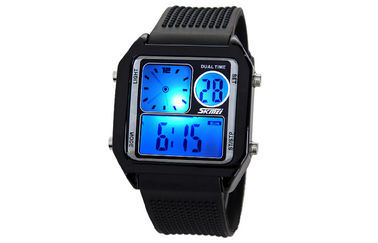Analoge Uhr EL-Hintergrundbeleuchtung PU-Band LCD, alarmieren Digital-Armbanduhren