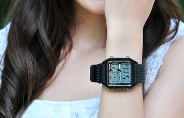Analoge Uhr EL-Hintergrundbeleuchtung PU-Band LCD, alarmieren Digital-Armbanduhren
