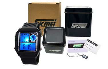 Analoge Uhr EL-Hintergrundbeleuchtung PU-Band LCD, alarmieren Digital-Armbanduhren