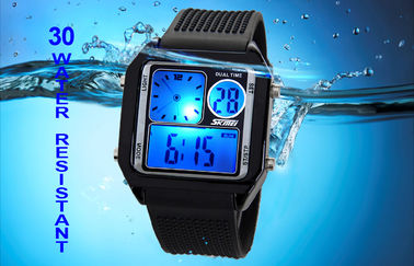 Analoge Uhr EL-Hintergrundbeleuchtung PU-Band LCD, alarmieren Digital-Armbanduhren