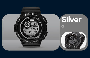 Jungen-Mode-Schwarz-LCD-Bildschirm-Multifunktions-Digitaluhr mit EL-Hintergrundbeleuchtung