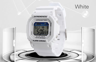 Elegante Damen-Rechtssache weiße Digitaluhr ABS 12/24 Stunde Armbanduhr