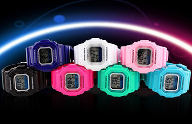 Elegante Damen-Rechtssache weiße Digitaluhr ABS 12/24 Stunde Armbanduhr