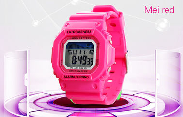 Elegante Damen-Rechtssache weiße Digitaluhr ABS 12/24 Stunde Armbanduhr