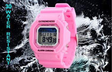 Elegante Damen-Rechtssache weiße Digitaluhr ABS 12/24 Stunde Armbanduhr