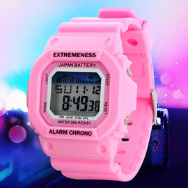 Rosa Multifunktions-Digitaluhr für Kinder, 12H/24H formatiert