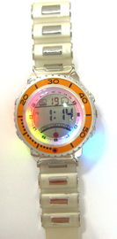 Licht-stündliche Glockenspiel-Armbanduhr schwarzer PU-Bügel-Multifunktions-Digitaluhr-blinkende LED
