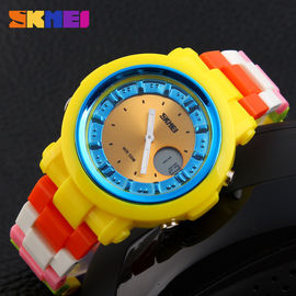 Japan-Bewegungs-Batterie-Digital-Armbanduhr bunter PU-Lederband