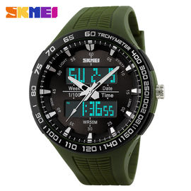Armee-grüne große Skala-analog-digitale Armbanduhr mit doppeltem Japan Movts