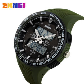 Armee-grüne große Skala-analog-digitale Armbanduhr mit doppeltem Japan Movts