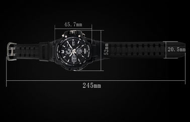 Soem-Mann-Doppelzeit-Zonen-analog-digitale Armbanduhr mit stündlichem Glockenspiel