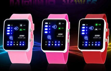 Rosa Armbanduhr EL-Hintergrundbeleuchtungs-Zweiheits-Uhren des Silikon-LED Digital