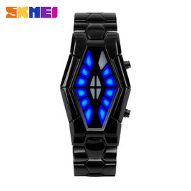 Schlangenaugen-Art-Metallband-Uhr, Blaulicht-Geschäfts-Armbanduhr