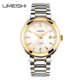 Luxus-Metallbügel-Uhr des Edelstahl-316L mit Saphir-Glas-goldenem Kasten