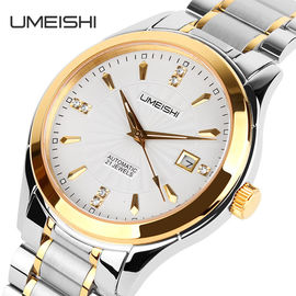 Luxus-Metallbügel-Uhr des Edelstahl-316L mit Saphir-Glas-goldenem Kasten