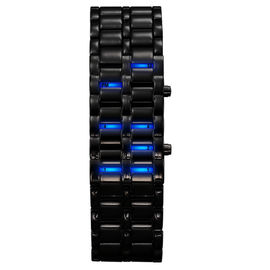 Kundenspezifische Metallband-Uhr-Eisen-Samurai-blaue geführte Armband-Uhr für Männer
