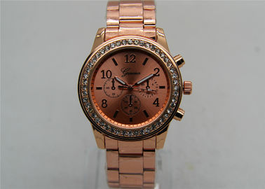 Rosen-Goldmetallbügel-Uhr/analoge Quarz-Uhr 1ATM wasserdicht