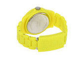 Gelbe analoge Japan-Bewegungs-Plastikdamen-Quarz-Armbanduhr mit PC Bügel