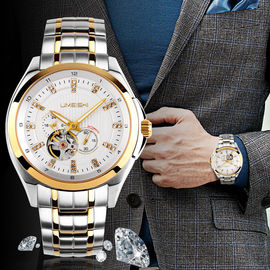 Wasser-beständige Edelstahl-mechanische Uhr der Mann-100M eingebrannt Saphir-Glas
