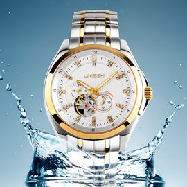 Wasser-beständige Edelstahl-mechanische Uhr der Mann-100M eingebrannt Saphir-Glas