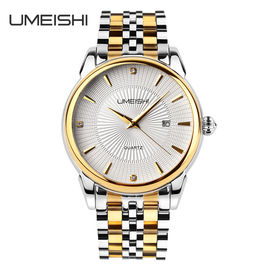 Goldene silberne Edelstahl-Geschäfts-Armbanduhr, wasserdichte Mann-Vogue-Geschäfts-Uhren