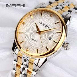 Goldene silberne Edelstahl-Geschäfts-Armbanduhr, wasserdichte Mann-Vogue-Geschäfts-Uhren