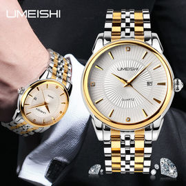 Goldene silberne Edelstahl-Geschäfts-Armbanduhr, wasserdichte Mann-Vogue-Geschäfts-Uhren