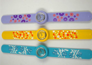 Großes Face Slap Armband Silikon Armband Uhren mit Seide gedruckt Logo für Kinder