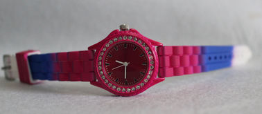 Jugendrosen-rote Silikon-Manschetten-Uhr-kleine runde Gesichts-Förderungs-Uhr für Mädchen
