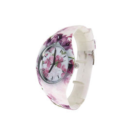 Blumen-Drucksilikon-Manschetten-Uhr-Wasser-beständige Unisexquarz-Uhr