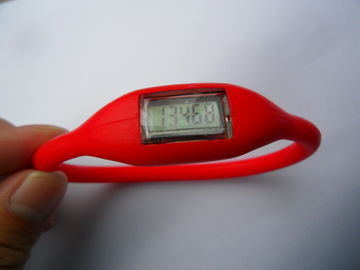 Rote/purpurrote Sport-Silikon-Pedometer-Uhr mit LCD-Bildschirm für Mädchen/Jungen